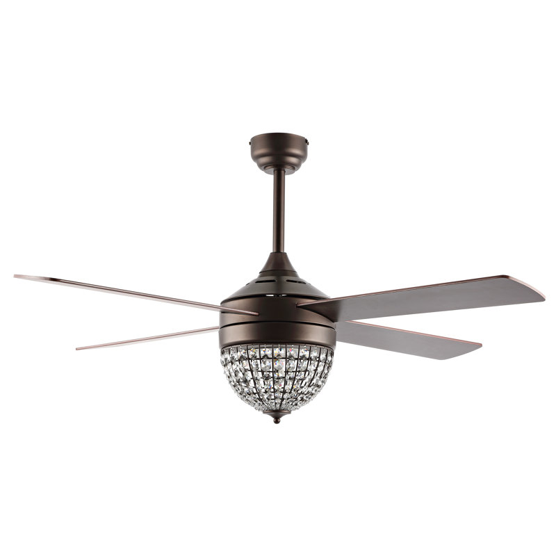 Ventilateur de plafond en cristal à 4 pales Burnside, Bronze huilé