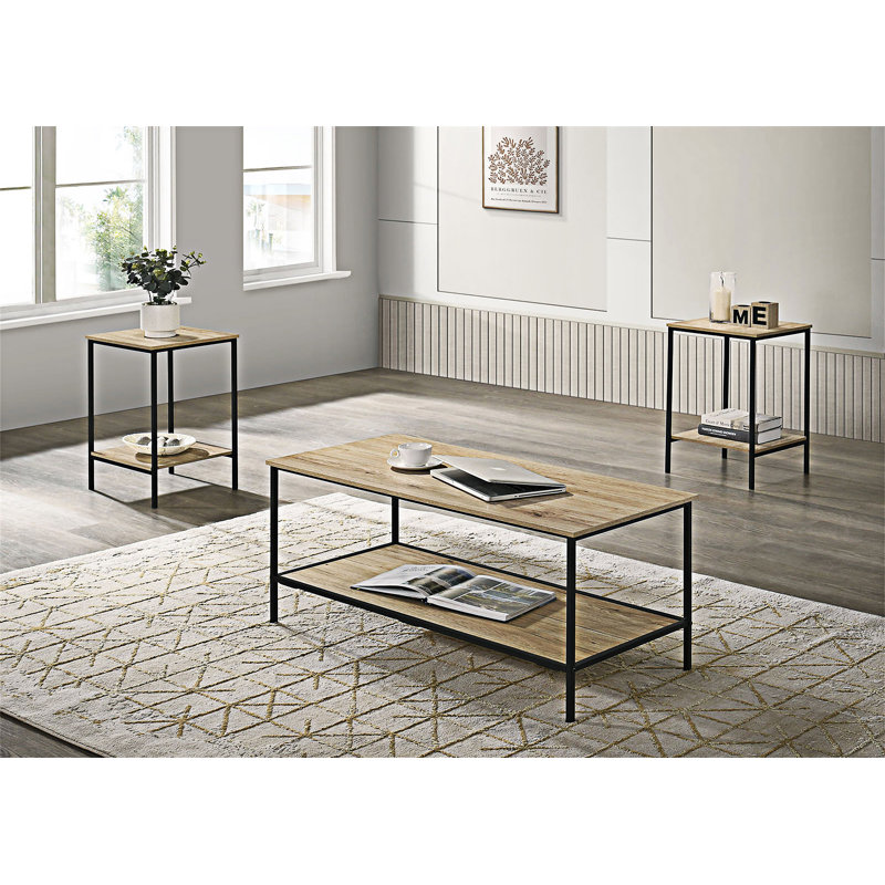 Minimalist Coffee Table And End Table Set, Natural