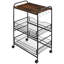 3 Tier Rolling Kitchen Cart With Storage, Kitchen Island Cart On Wheels With 2 Sliding Fruit Basket, Microwave Cart With Side Hooks For Dining Room, Walnut-1541486513