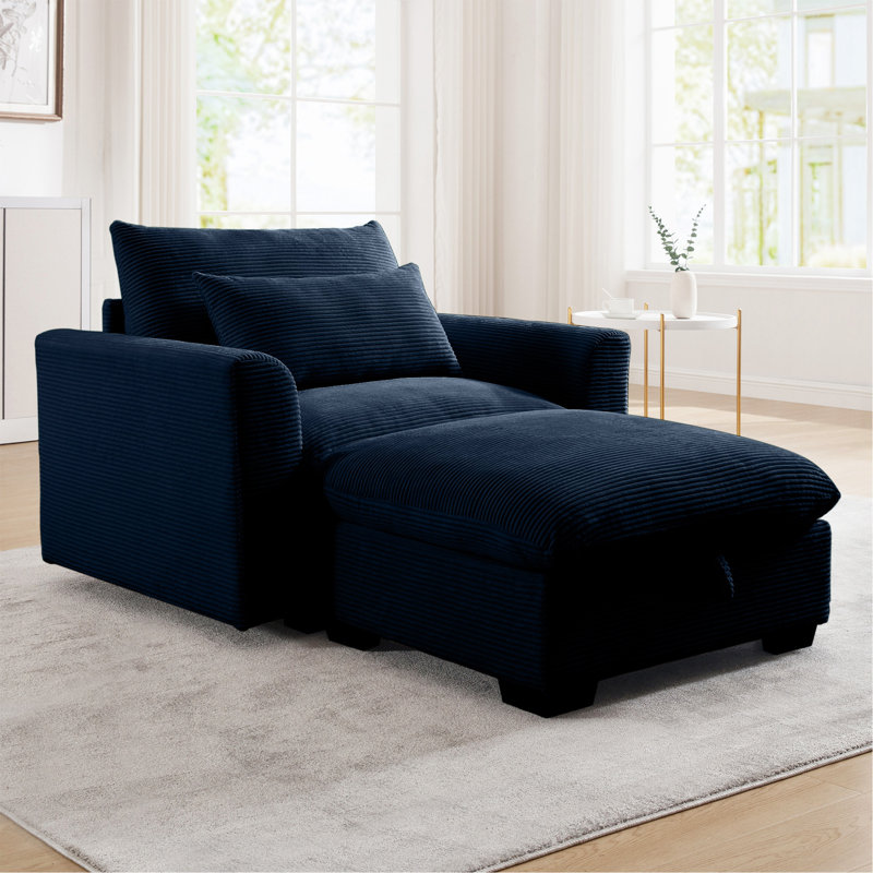 Modular Couch With Storage Ottoman, Blue