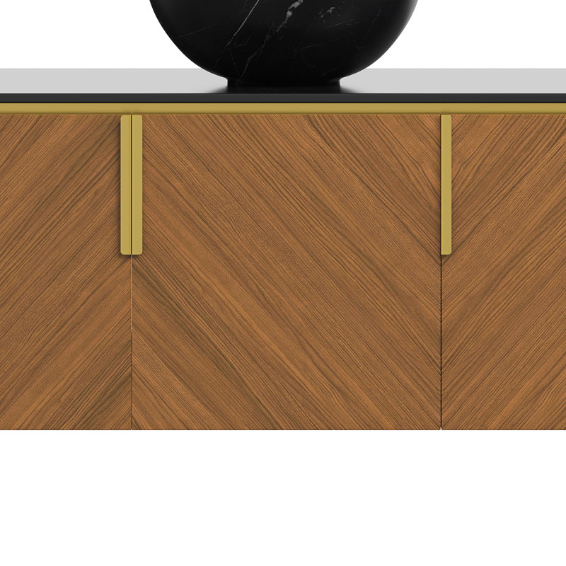 Meuble-lavabo de salle de bain en contreplaqué, armoire de rangement flottante pour salle de bain avec 3 portes, comptoir en pierre frittée noire et cuve en céramique noire avec motif en pierre