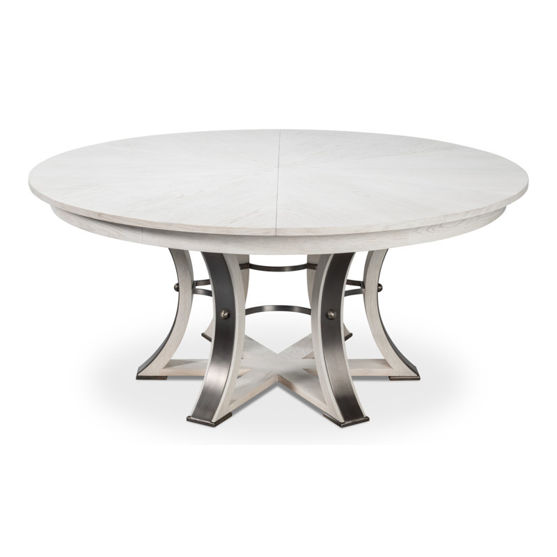 Tower Round Solid Oak Dining Table, Working White/Hammered