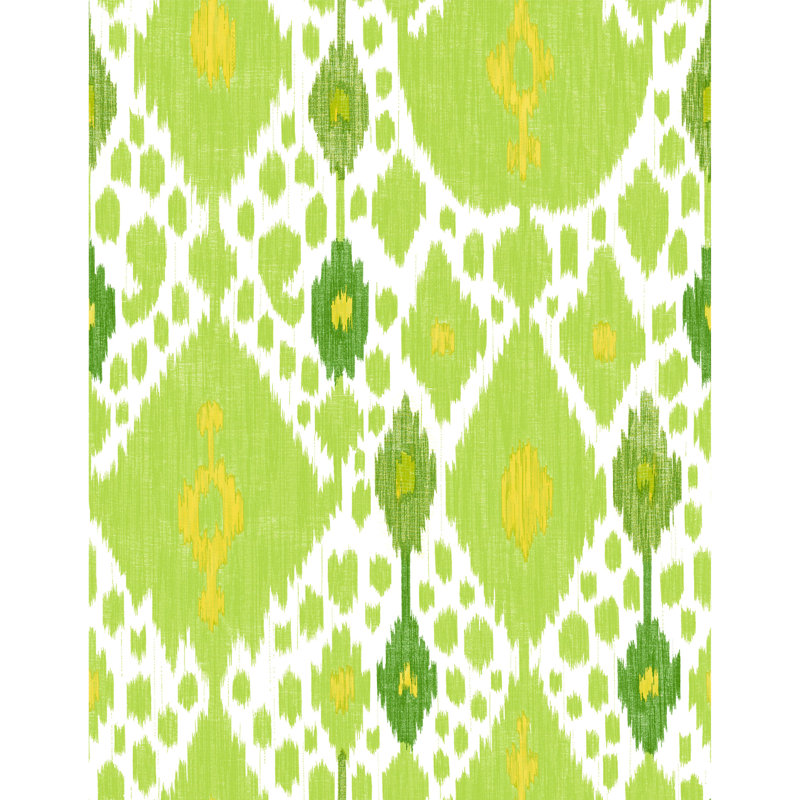 Ikat Vinyl Wallpaper Roll, Verde