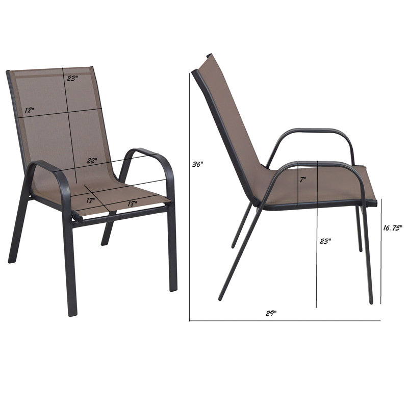 Metal Outdoor Stacking Dining Armchair, Brown
