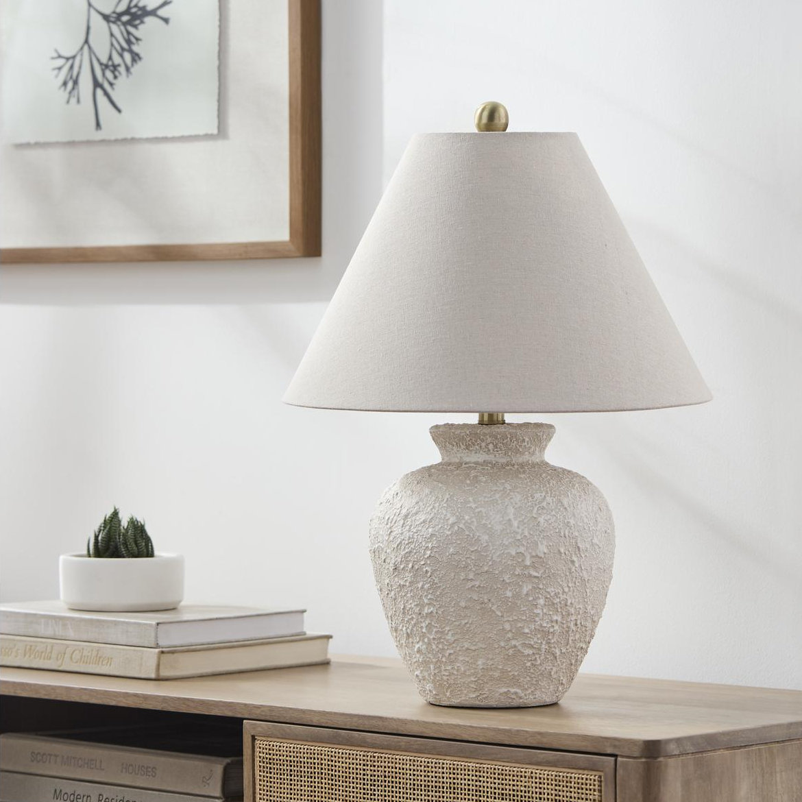 Calico Table Lamp, Cream Finish / Natural Shade