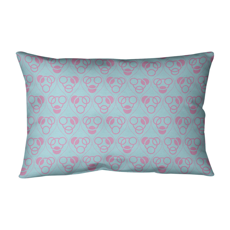 Coussin lombaire classique à motif de cercles Waves, Duvet / Plumes, H 14 po x l 20 po, Bleu sarcelle / rose