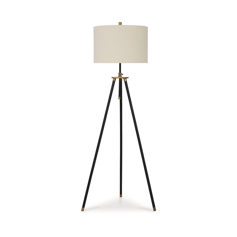 Egan 71 Inch Floor Lamp, White Drum Shade And Classic Tripod Metal Base