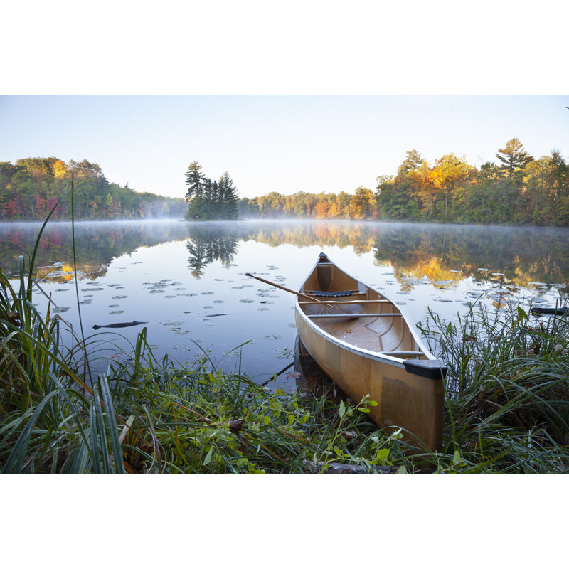 Laliberte Canoe On Calm Lake - Wrapped Canvas Print, 30cm H x 46cm W x 3.8cm D