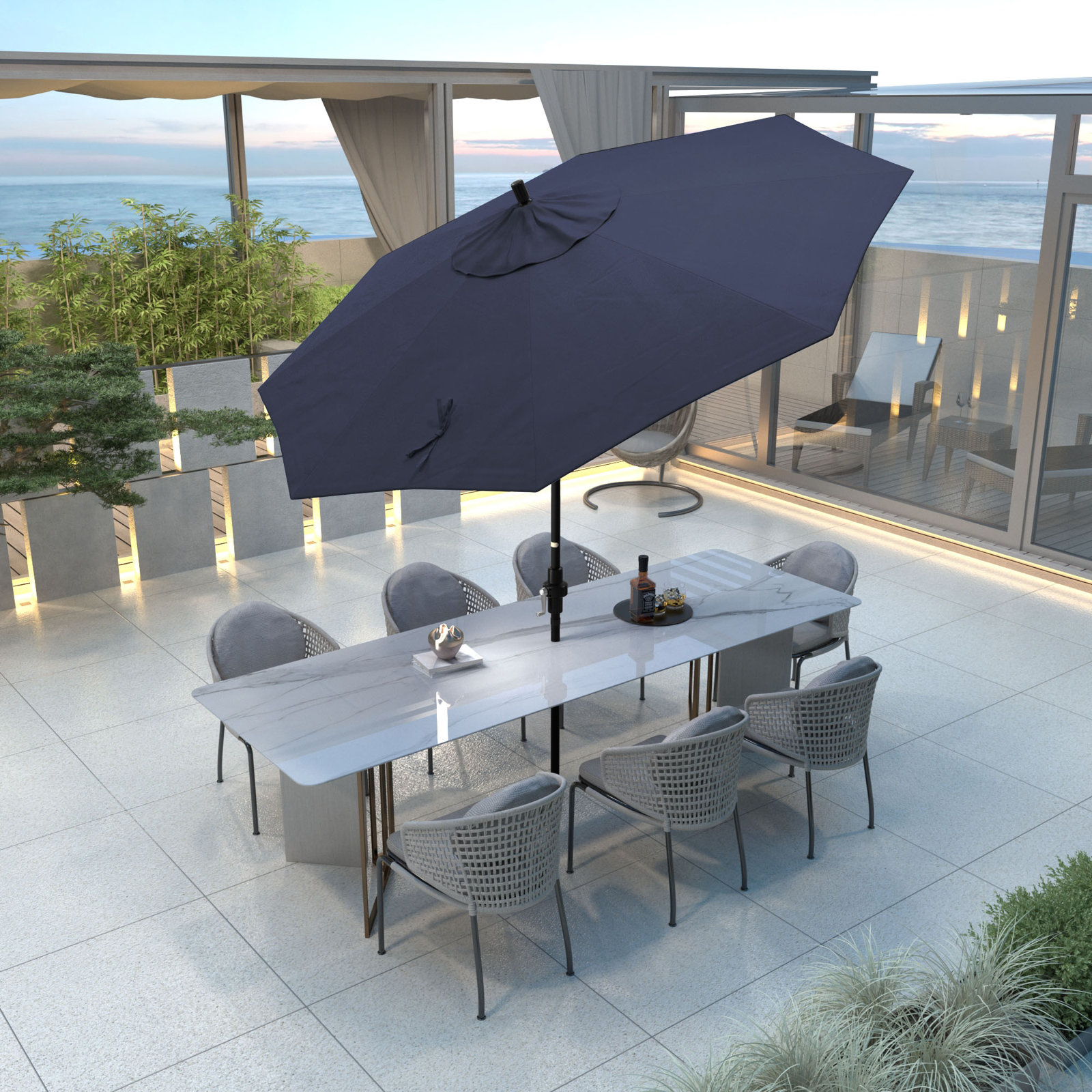 Savi 9' Umbrella, Navy Blue Performance Canvas