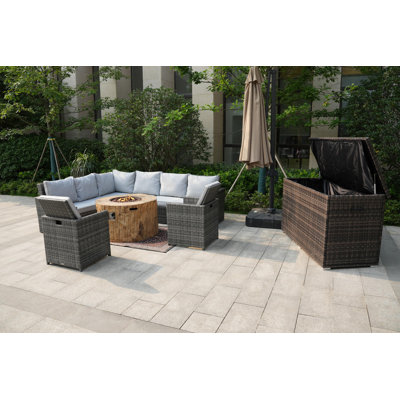 Ensemble de conversation pour 8 personnes avec coussins Charsity Wicker / Rattan