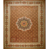 Antique Large Aubusson French Floral, Medallion Flat Weave Rug