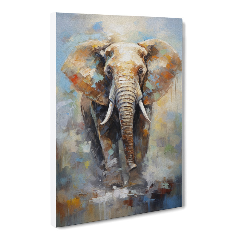 Elephant Impressionism No.2 - Wrapped Canvas, 60cm H x 40cm W x 3cm D