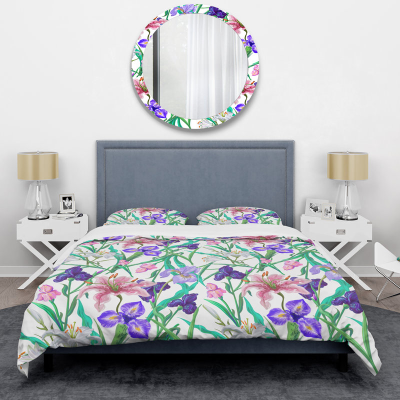 Mauve fleurs tropicales - ensemble de housse de couette floral - microfibre de polyester