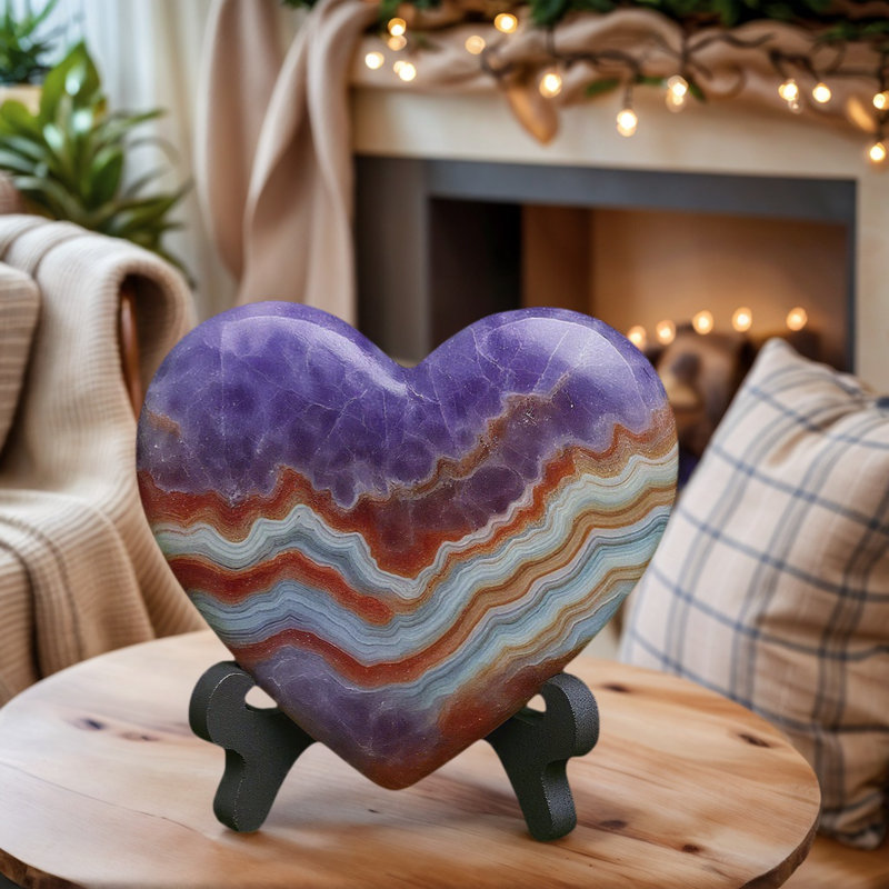 Améthyste, cœur en agate (400 à 500 G), décoration de la maison, décorations pour la maison, cadeaux des Fêtes