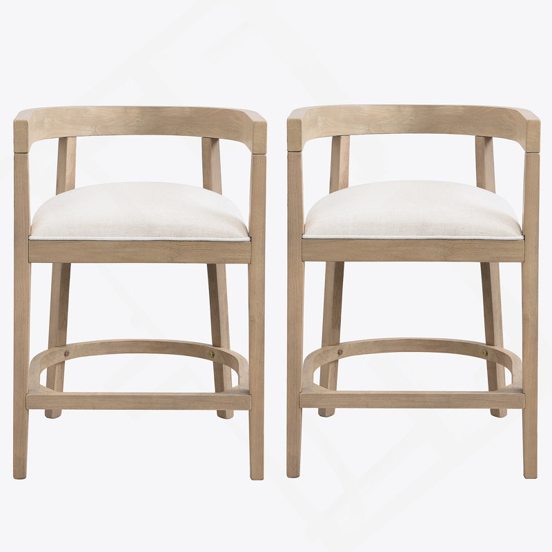 Tabouret de comptoir en hévéa (ensemble de 2), Naturel