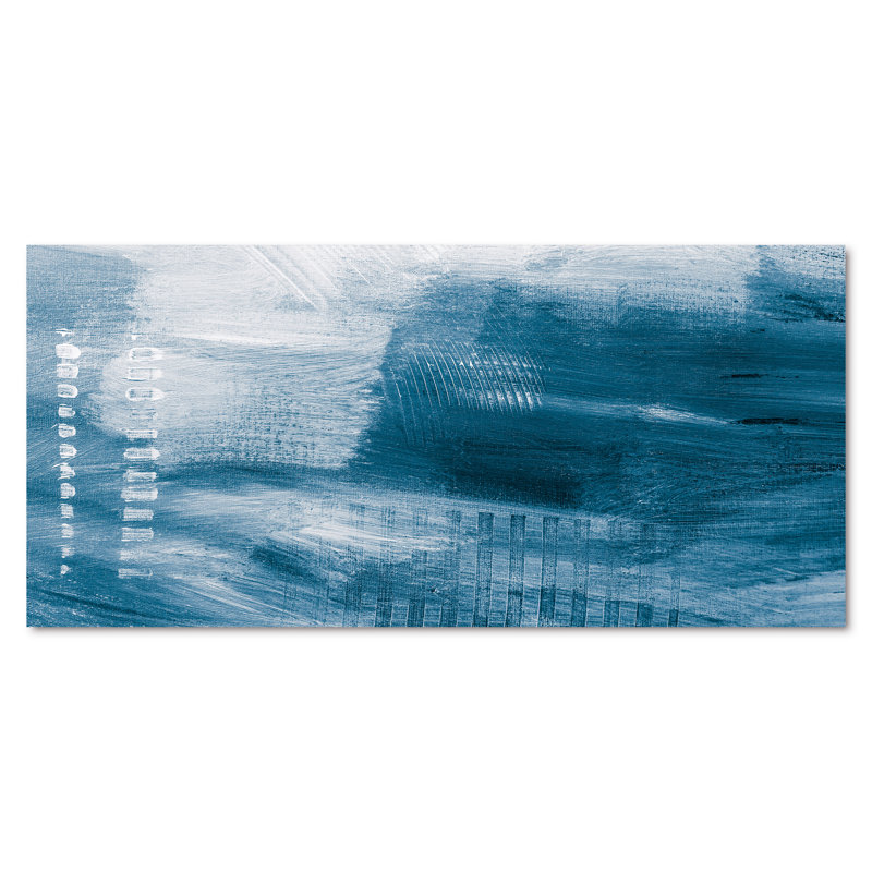 Nuances de bleu créatif - Peinture sur toile, H 28 po x l 60 po x P 1,5 po, Toile tendue