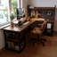 Bureau d'écriture en bois massif de couleur noyer foncé-118509578-118509580