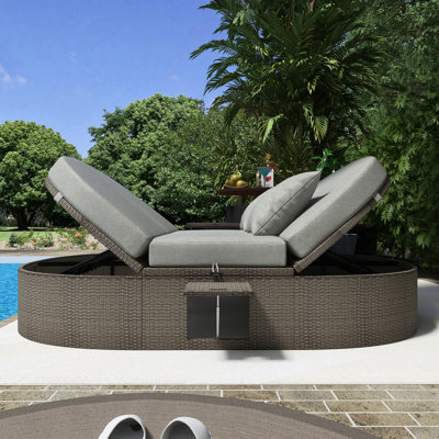 55.3" Rattan Wicker Outdoor Patio Daybed by Latitude Run