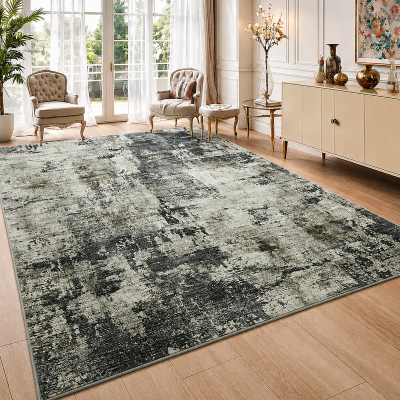 Soft Cashmere Feel Area Rug – Non Slip Low Pile Living Room & Bedroom Carpet, Machine Washable, Rectangle 120 x 170 cm