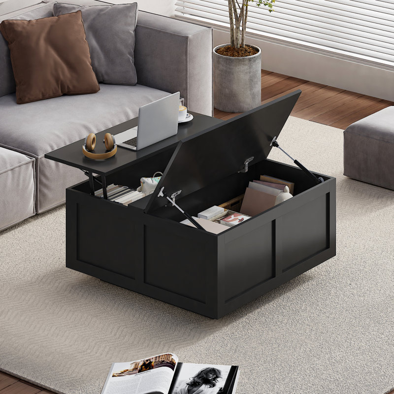Debroa Lift Top Coffee Table with Storage, Black