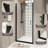 28x72 Pivot Shower Door Featuring Black Aluminum Half Frame, 6mm Transparent Tempered Glass, Film, Raised Water - Blocking Strip, Shock Packaged For Safe Delivery Thick Glass With Matte Proof