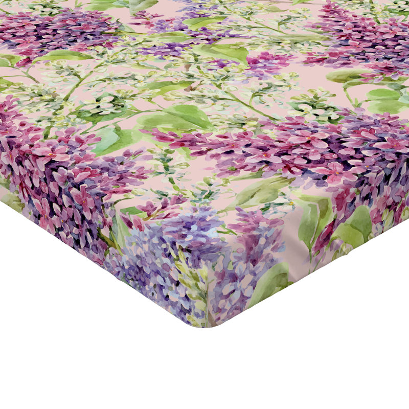 Drap-housse Ambesonne, Drap-housse pour lit simple TG, Vert pistache, rose pâle / floral 2