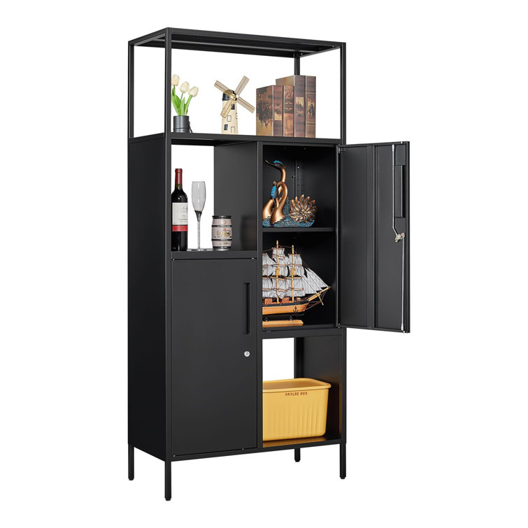 Lancaster 1 - Shelf Storage Cabinet Rebrilliant Finish: Black