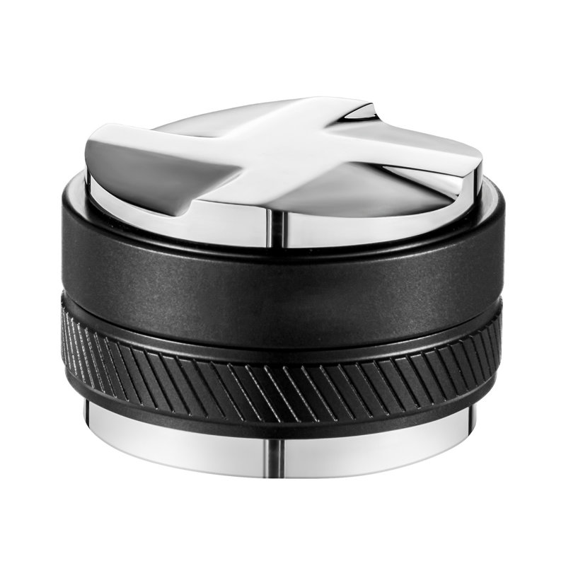 Distributeur de café 53 mm, distributeur espresso réglable 2-en-1 avec base en éventail, distributeur de café en acier inoxydable 304 avec une conception facile à démonter