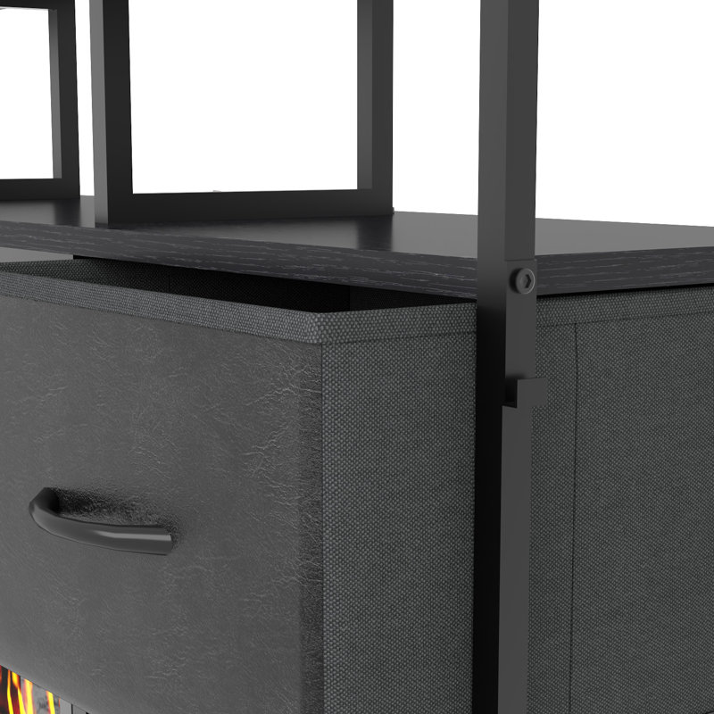 Fireplace Tv Stand With 4 Drawers, Black