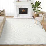 Abani Cupp COZ140A Modern Cream Swirl Waves Area Rug