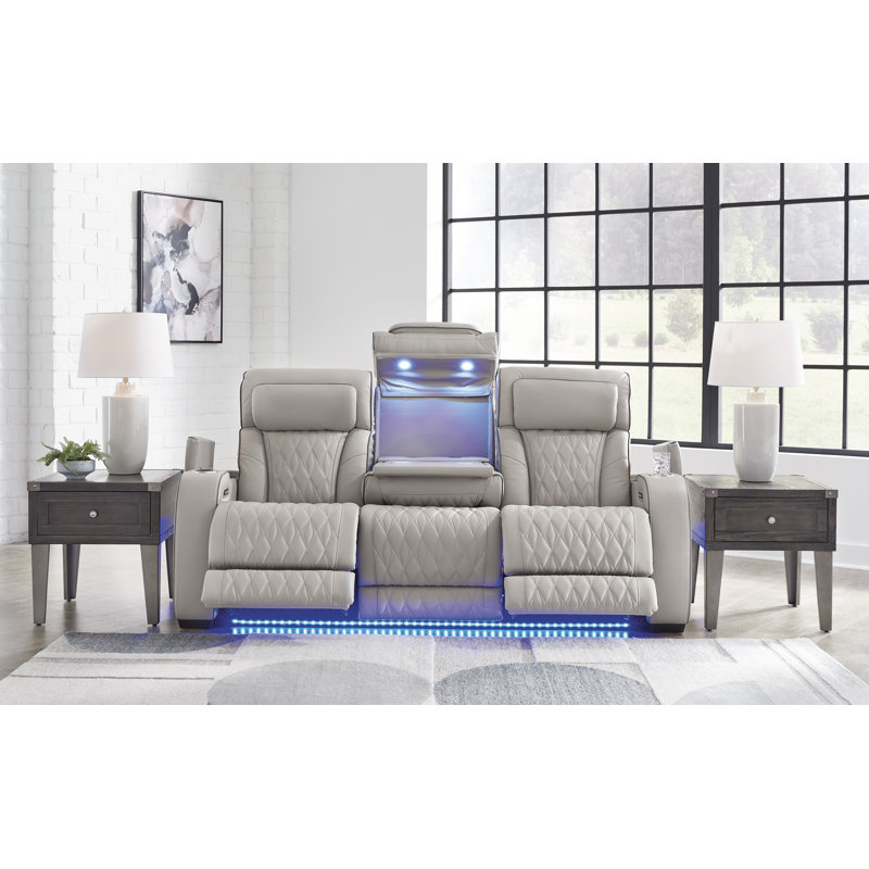 Causeuse inclinable électrique avec console Boyington, H 44 po x l 86 po x P 42 po, Gris