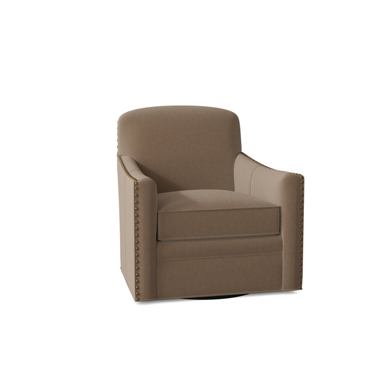 Luna Leather Swivel Armchair, Aline Fumo Genuine Leather, French Natural, Swivel - Standard