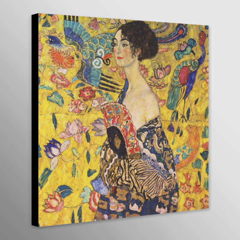 Lady With Fan by Gustav Klimt - Wrapped Canvas Print, 97cm H x 97cm W
