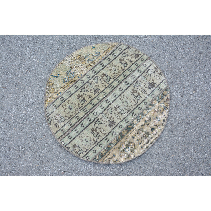 Tapis de cuisine, tapis de salle de bain, tapis en laine brun, tapis turc, tapis rétro, petit tapis de 2,5 pi x 2,5 pi, tapis en laine