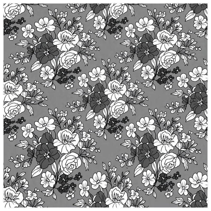 Housses de couette à motif floral gris, Très grand lit