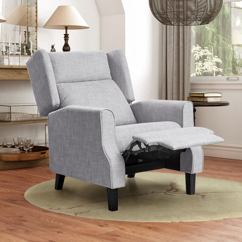 Angelah 73cm Wide Wing Chair Recliner, Gray Polyester Blend