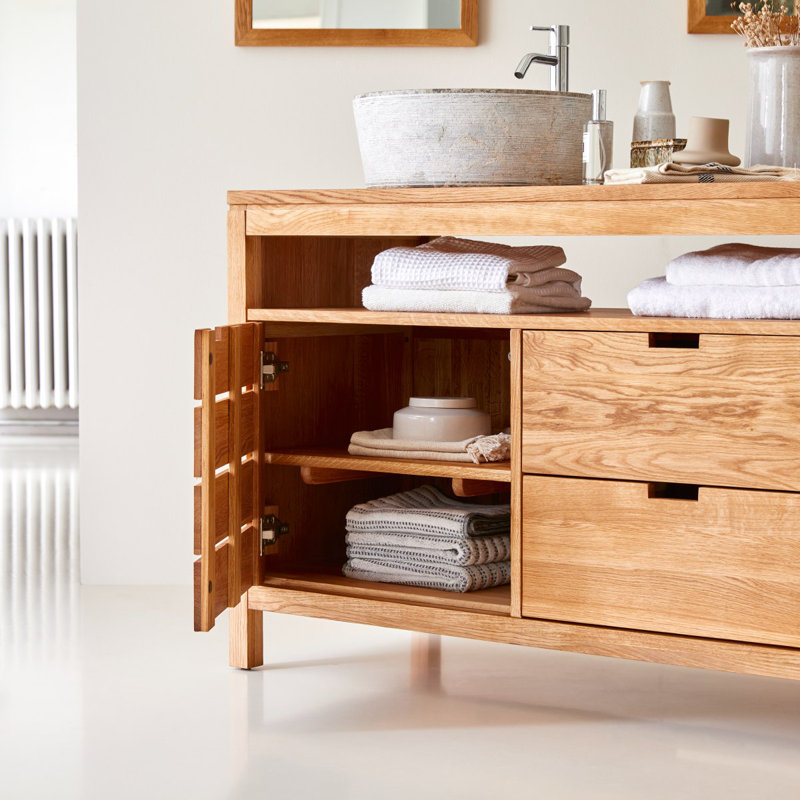 165cm Double Bathroom Vanity Base Only in Natural