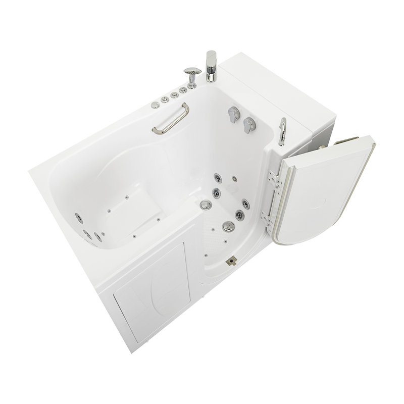 52'' x 32'' White Acrylic Walk-In Bathtub with Hydro Massage