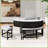 Modern Round Lift-Top Coffee Table with Storage &amp; 3 Ottomans - Space-Saving Living Room Centerpiece-483570904-483570917