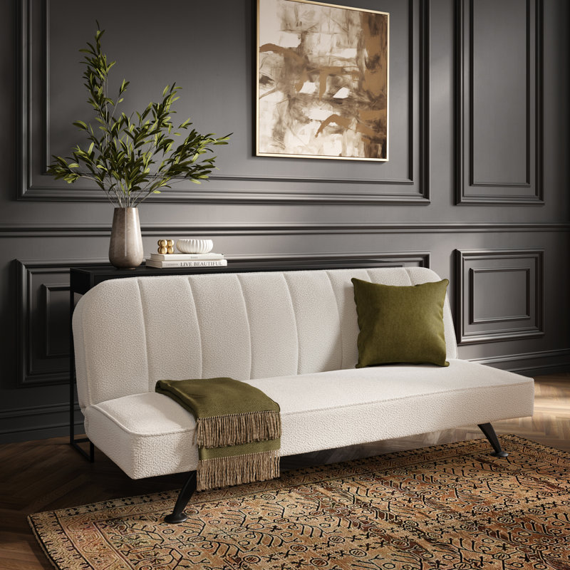 Burlington 2 Seater Sleeper, Ivory, Matte Black, Boucle