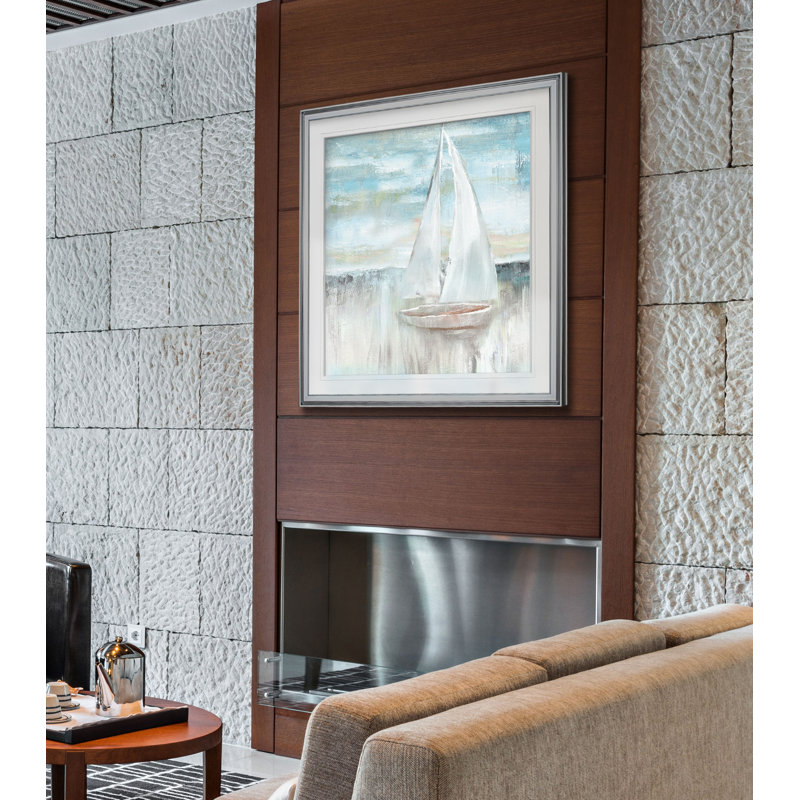 «Soft Sail I» - reproduction d'art, H 17,5 po x l 17,5 po x P 1,5 po, Encadrement argenté