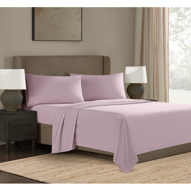 Ensemble de draps Frye, Ensemble de draps pour grand lit avec 2 taies d'or, Rose