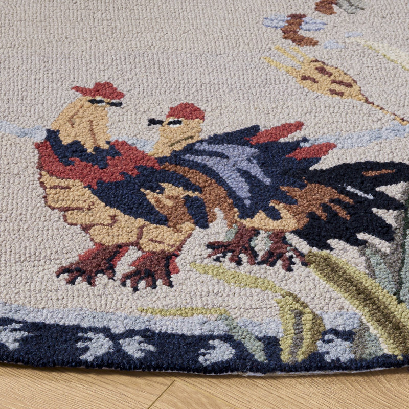 Tapis oriental en laine crocheté à la main Kinchen, Rond 5 pi 6 po