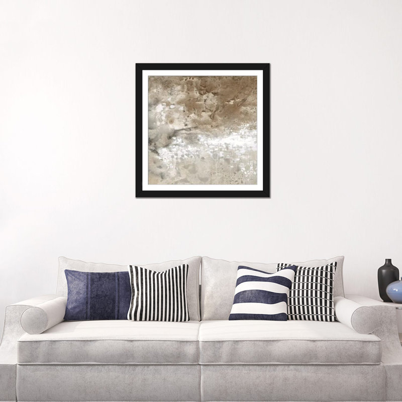 «Earthen II», reproduction sur toile, H 16 po x l 16 po x P 1 po, Papier d'art encadré noir, Blanc