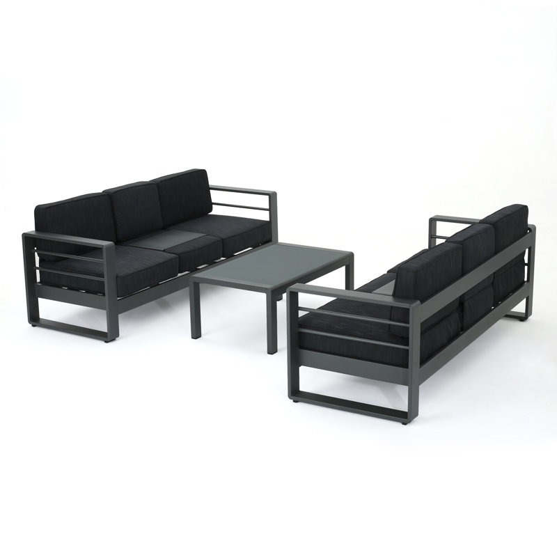 Caggiano 3 Piece Sofa Seating Group with Cushions