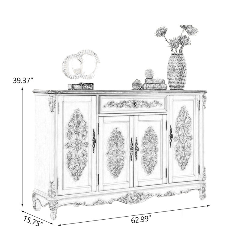 Buffet en bois massif blanc, Blanc