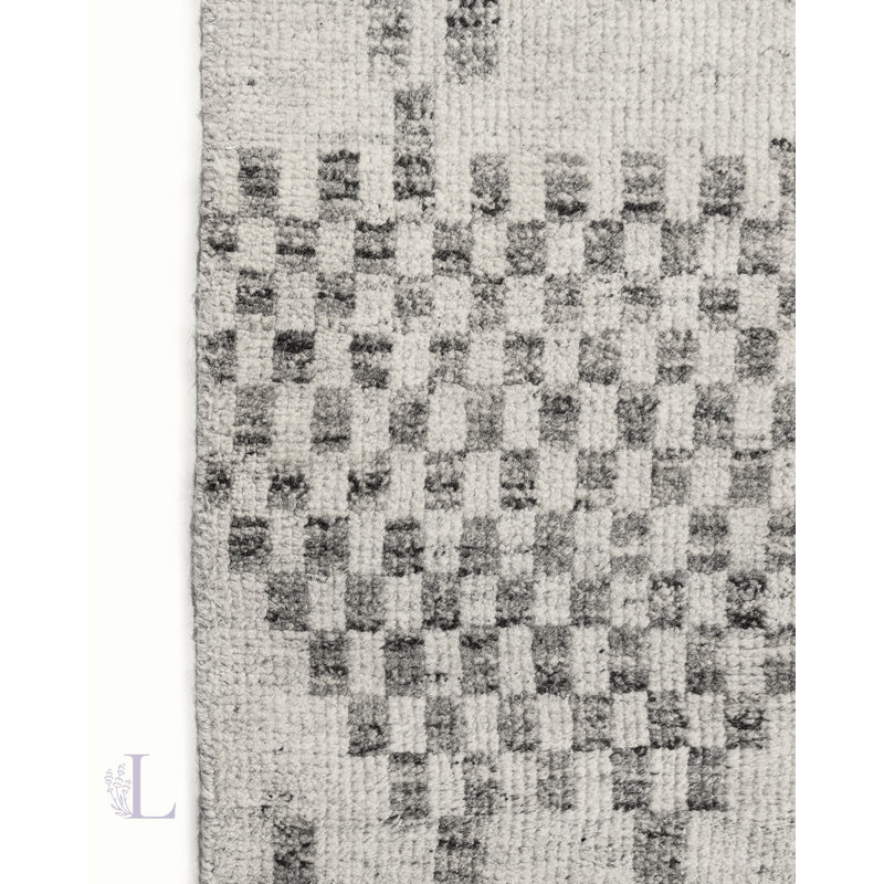 Organic Hand Knotted Striped Area Rug in Gray