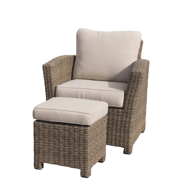 Wicker Outdoor Lounge Chair with Ottoman
