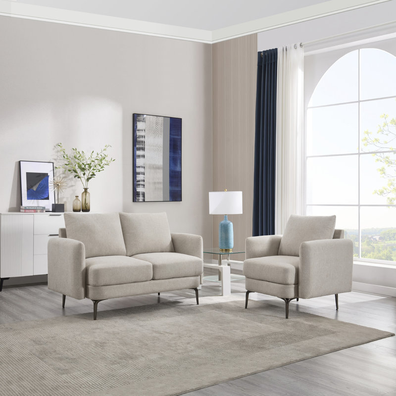 Delbreco 1+2 Seater Fabric Sofa Set, Beige