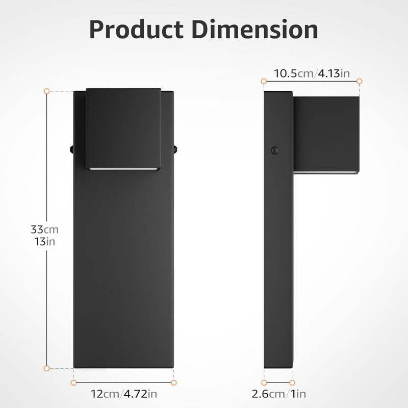 2 Pack 13" Modern Outdoor Led Wall Light